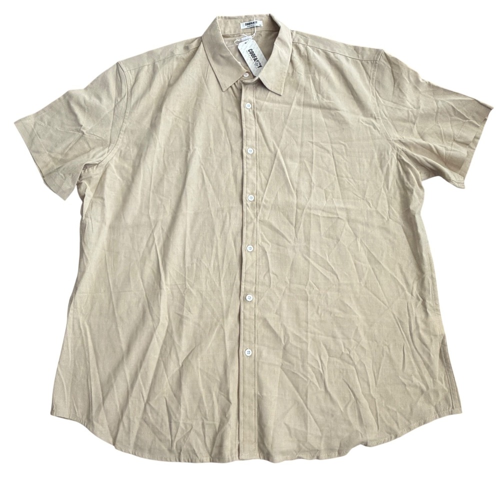 COOFANDY Mens Linen Blend Short Sleeve Button Down Shirt XXL Summer Beach Casual
